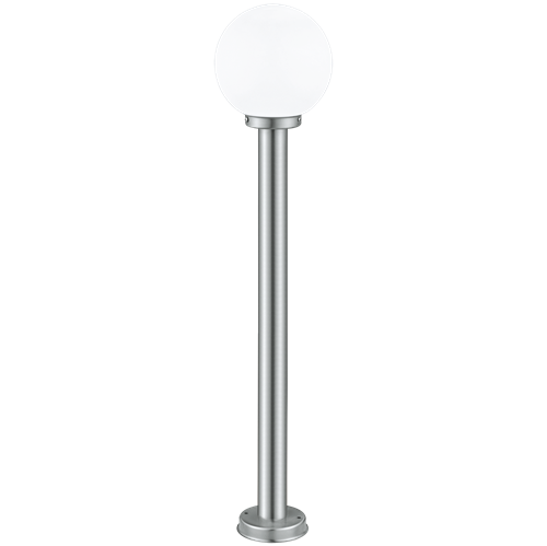Nisia havelampe i Rustfri Stål med Satineret Hvid glasskærm, MAX 60W E27, Base 13 cm, diameter 20 cm, højde 100 cm.